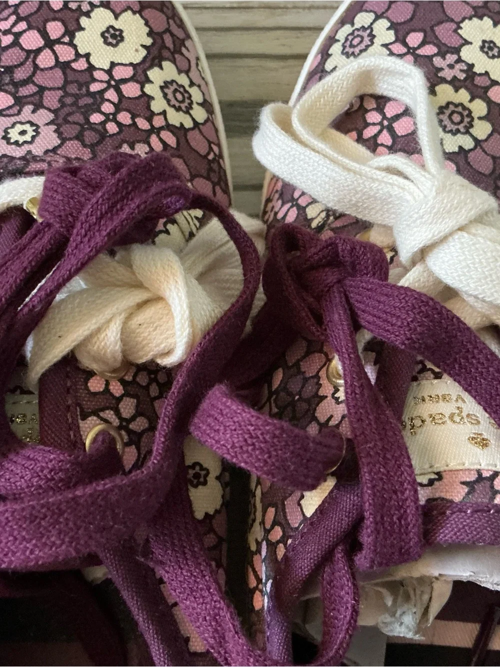 Kate spade x Keds kickstar sneakers purple dirty floral size 7 New